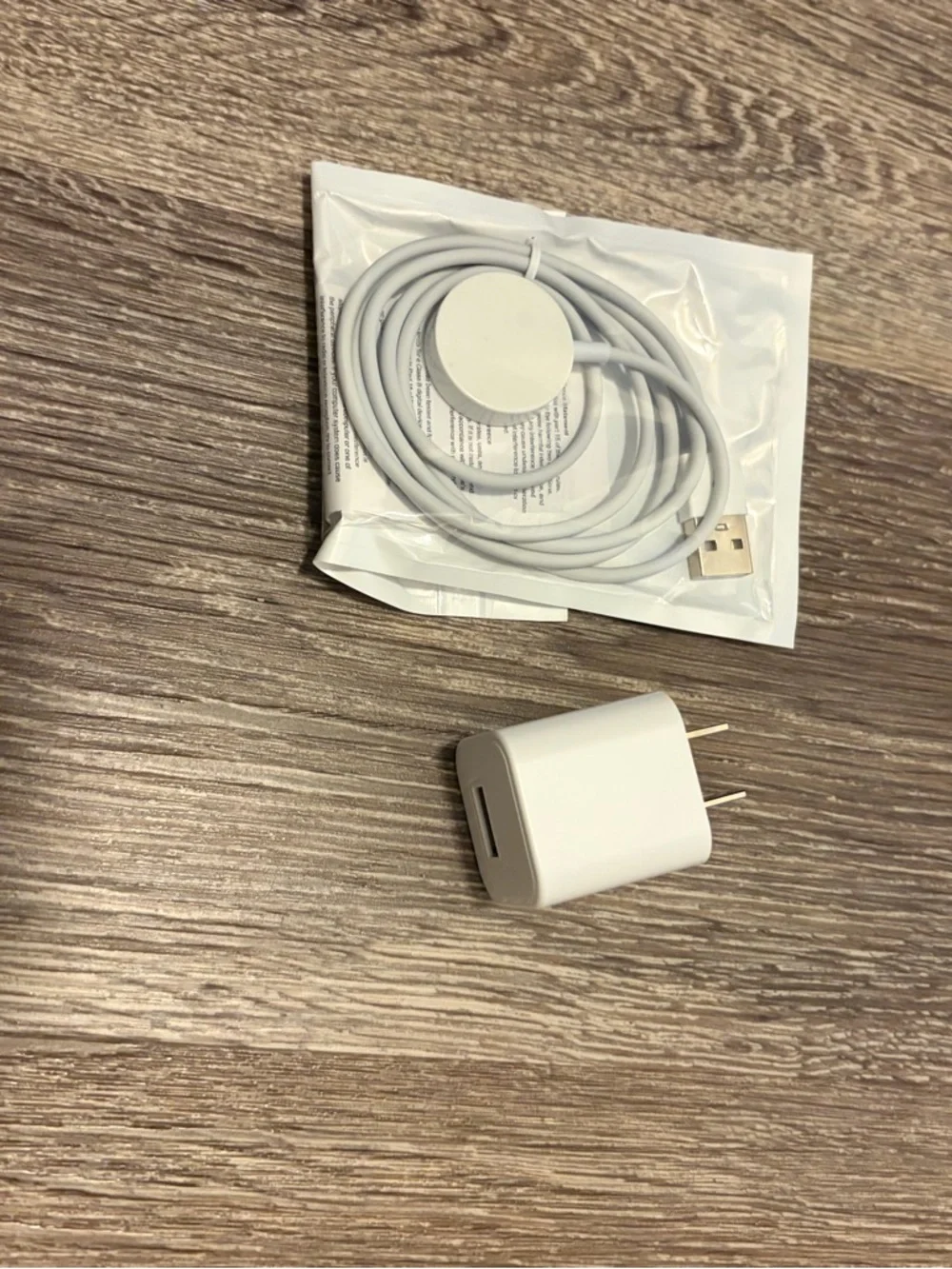 White Magnetic Apple Watch Charging Cable and USB Wall Adapter